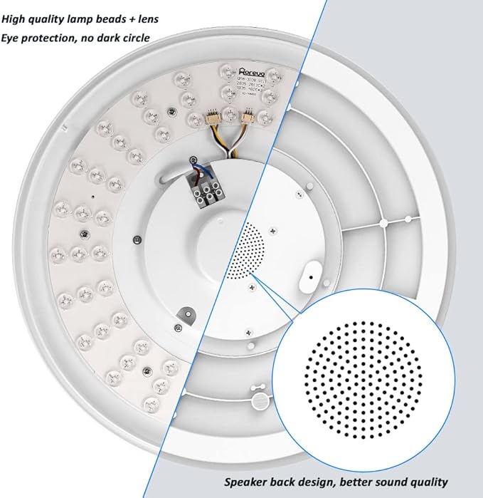 Upgrade WiFi Music Ceiling Light with Bluetooth Speaker and Remote Control, 15 inch Dimmable Ceiling lamp Compatible with Alexa and Google Home 36W RGB Family Party Lights for Bedroom Living Room