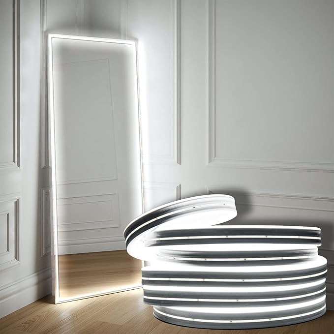 White Mirror Light-16.4ft 600leds Dimmable Hollywood Style Vanity Make Up Light LED Neon Lights (Mirror not Inlcuded)