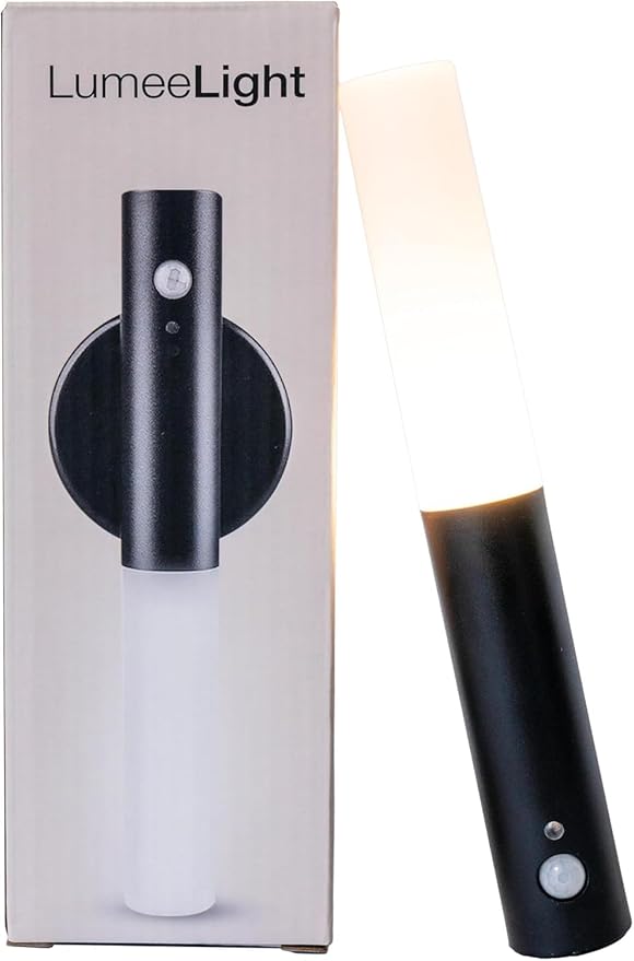 Motion Sensor Night Light, Magnet Body Hallway Rechargeable LED Wireless Wall Sconce, Portable Decor Battery Powered Indoor Torch Lighting for Bedroom (Black)