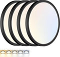 4 Pack LED Flush Mount Ceiling Light,7Inch 15W,3000K/3500K/4000K/5000K/6500K 5 Color Temperatures Ceiling Light Fixture for Kitchen Porch Hallway Bedroom Bathroom and Closet,Black