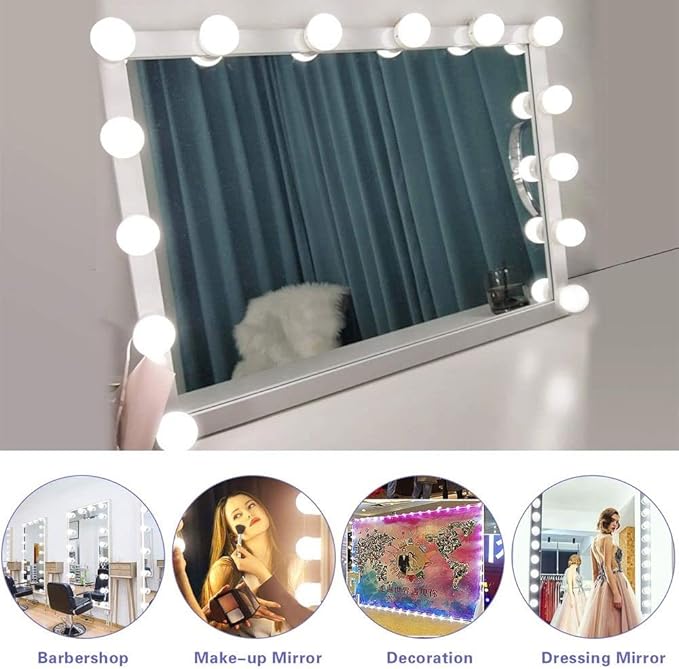 Andy's Orchids Vanity Mirror Lights Kit, Makeup Lights, Vanity Lights, Mirror Lights Strip, Adjustable Color and Brightness with 12 Bulbs, LED Light Bulbs, Dimmable Dressing Mirror Lamps Bulbs