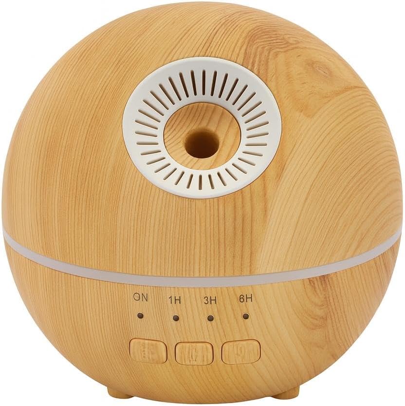 2-in-1 Air Humidifier & Aroma Diffuser Home Fragrance Room Decor Essential Oil Diffuser Humidifiers for Bedroom LED Light Color Changing Car Air Freshener (Light Wood-2)