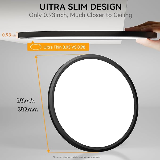 3CCT 3000k/4000k/6000k Selectable, Led Flush Mount Ceiling Light, 20 Inch 5000LM Round Modern Flat Panel,Super Slim for Living Dining Kitchen Bedroom Room
