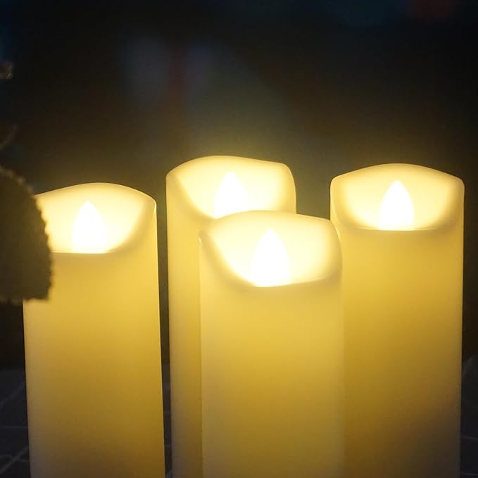 2 Pack LED Flameless Candles with Remote Battery Operated Outdoor LED Lights 2"x 6" Fake Flickering Waterproof Candles for Home Decorations Garden Decor Wedding Party Christmas Party