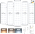 5 Pack Under Cabinet Lighting Wireless, Small 6'' Led Rechargeable Motion Sensor Light Indoor, 3CCT Dimmable Closet Light, Stick on Magnetic Under Counter Light for Pantry, Bookshelf, Stairs