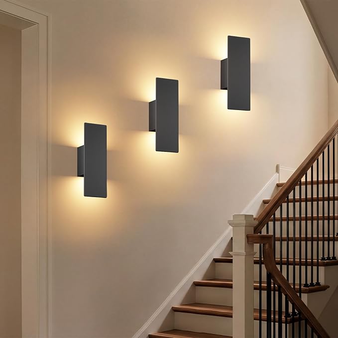 Tipace Hardwired Black Wall Sconces,3000K Modern Wall Lights Led Indoor Wall Wall Mount Light for Bedroom,Living Room, Hallway,GU10 Bulbs Included,2 Pack
