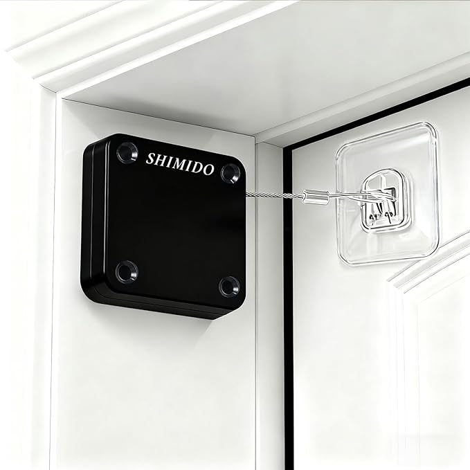 SHIMIDO Upgraded Retractable Automatic Door Closer - Tool-Free Installation, Powerful 3.5lb Pull Shuts Doors Completely - Compact Universal Fit for Screen, Sliding & Almost All Doors (Black)