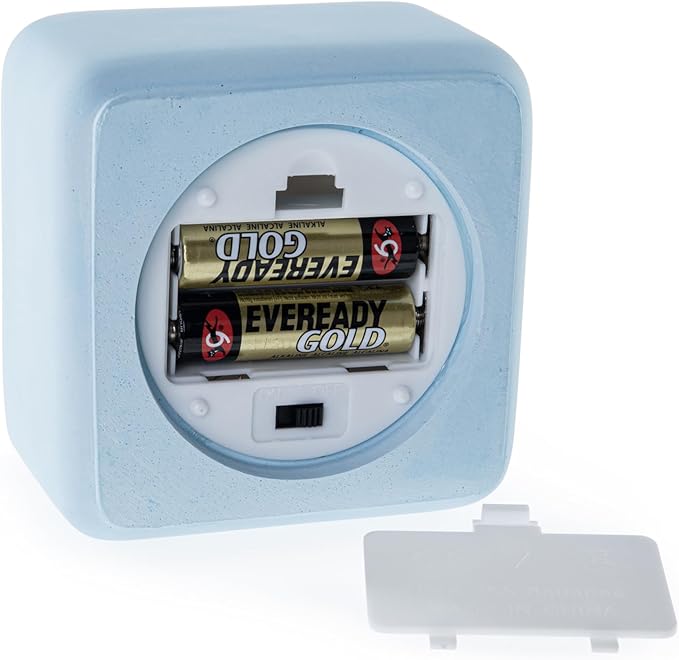 Square Flameless Candles (Blue) - LED Flickering Fake Candles - Made of Real Wax in a Cement Base - an Ideal Gift.