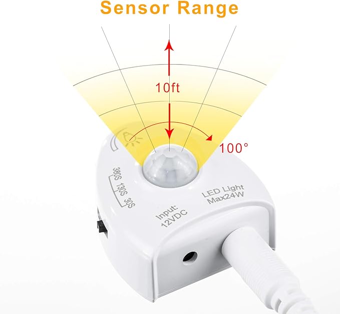 GZBtech Replaceable Motion Sensor Under Bed Warm White Strip Light