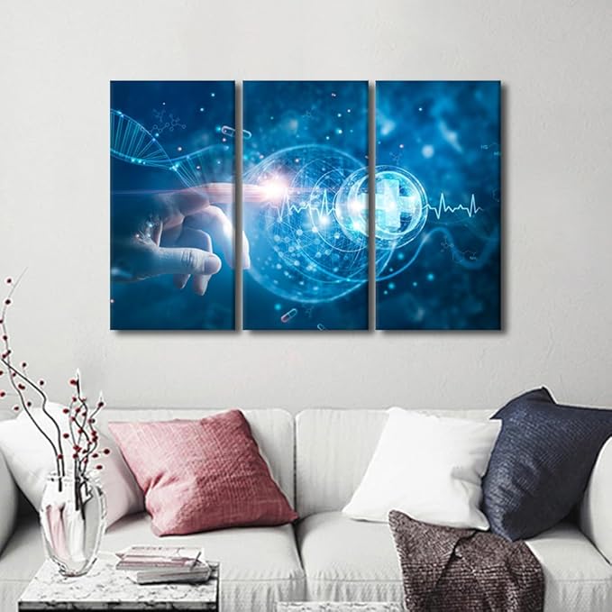 Rebotipy Wall Art Decor Modern Home Wall Canvas Art Doctor Poster Artwork 3 Panel Living Room Canvas Art Medical Technology and Innovation Wall Art Decor for Living Room Bedroom Decoration 28" Wx42 H