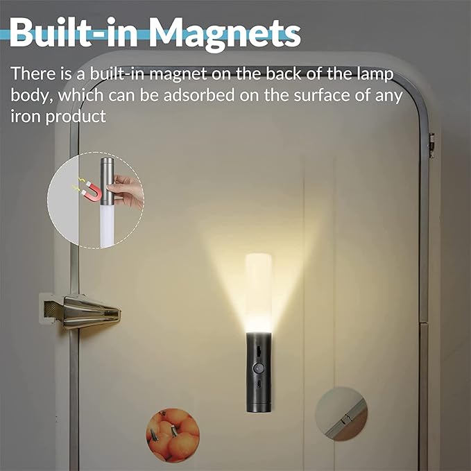 LED Battery Operated Wall Light with Motion Sensor Indoor Dimmable Wall Lampe Magnetic Lamp USB Rechargeable Wall Socnce Lighting Stick-On Night Lights for Entrance Hallway Staise (Grey,2 Packs) (