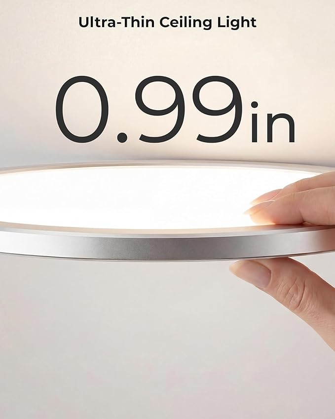 BLNAN 15.4 Inch LED Flush Mount Ceiling Light, 3000K-5000K 3 Color Selectable Ceiling Lights, 36W 3600LM Closet Light Fixture, Ceiling Lamp for Bedroom, Dining Room, Kitchen, Silver