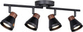 4 Light Modern Track Lighting Kit Black and Faux Wood Finish, Flexibly Adjustable Arm with Multi-Directional Ceiling Spotlight for Kitchen, Bedroom, Living Room,Ding Room Gu10 Not Included