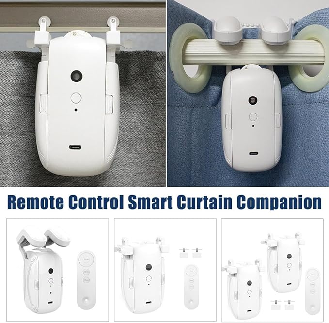 Automatic Curtain Opener, 3 in 1 Upgraded Curtain Robot Motor, Electric Curtain Opener Smart Curtain Opener Remote Control Curtain Opener for Opening and Closing Curtains TU