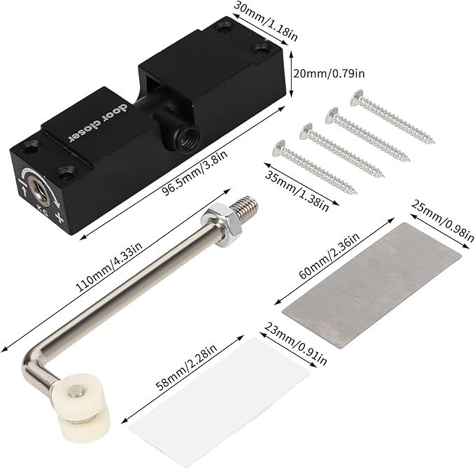 Automatic Door Closer, Safety Spring Door Closer Adjustable Self Closing Door Hinge Zinc Alloy Door Closers for Home, Up to 150Lb can be Pushed (Black)