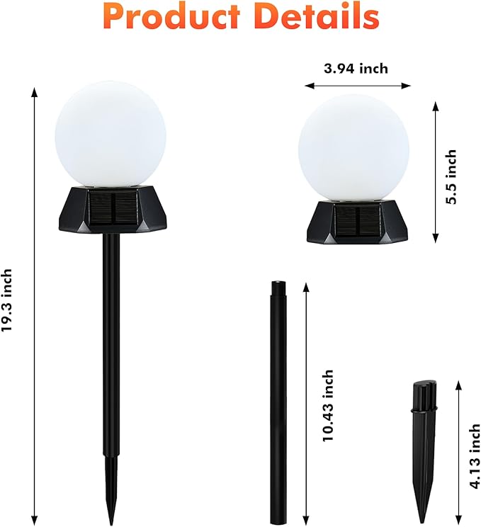 BlcTec Solar Pathway Lights Outdoor, Warm White Path Lights with 3-Sided Solar Panels, 15H Runtime, IP65 Waterproof, Auto On/Off for Patio, Garden, Lawn, Driveway, Yard, Landscape Decor, 2 Pack