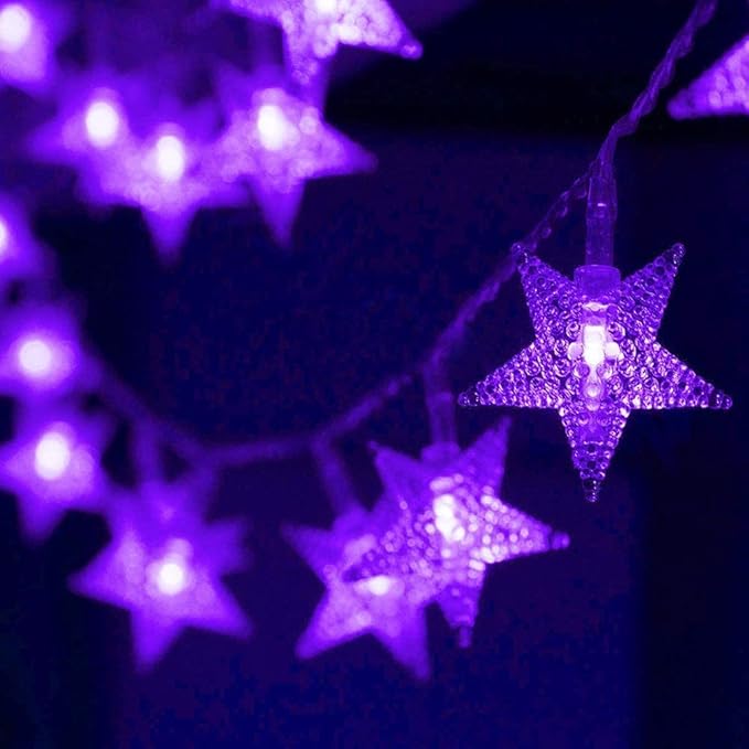 ITICdecor Star Lights 15 FT 30 LED Battery Operated Indoor&Outdoor Twinkle Fairy String Lights for Xmas Tree (Purple)