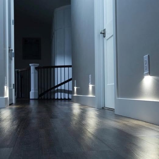 SnapPower 2 Pack MotionLight [for GFCI Outlets] - Motion Detecting LED Night Lights Built-in to Wall Plate - Bright/Dim/Off Options - Auto On/Off Sensor - (GFCI, White)