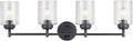 Kichler Winslow 30" 4-Light Vanity Light in a Rich Black with Clear Seeded Glass for Bathroom and Powder Room Vanity, Luxe Industrial Style, (30" x 9.25"), 45887BK