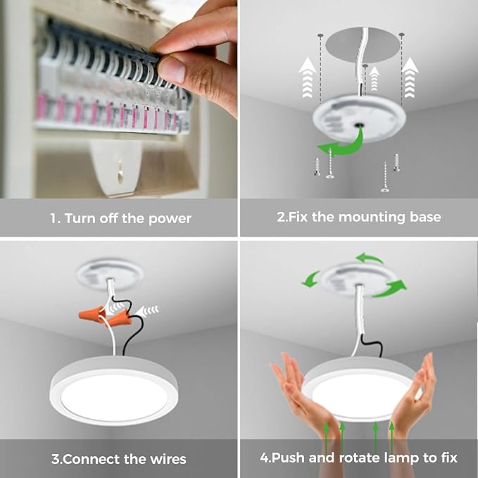 zemty 7 Inch LED Ceiling Light with Night Light 1800K, 3000K/4000K/6500K Dimmable Light Fixtures with Remote Control,12W 1200lm Flush Mount Ceiling Lamp for Bedroom LivingRoom Bathroom Kitchen-White