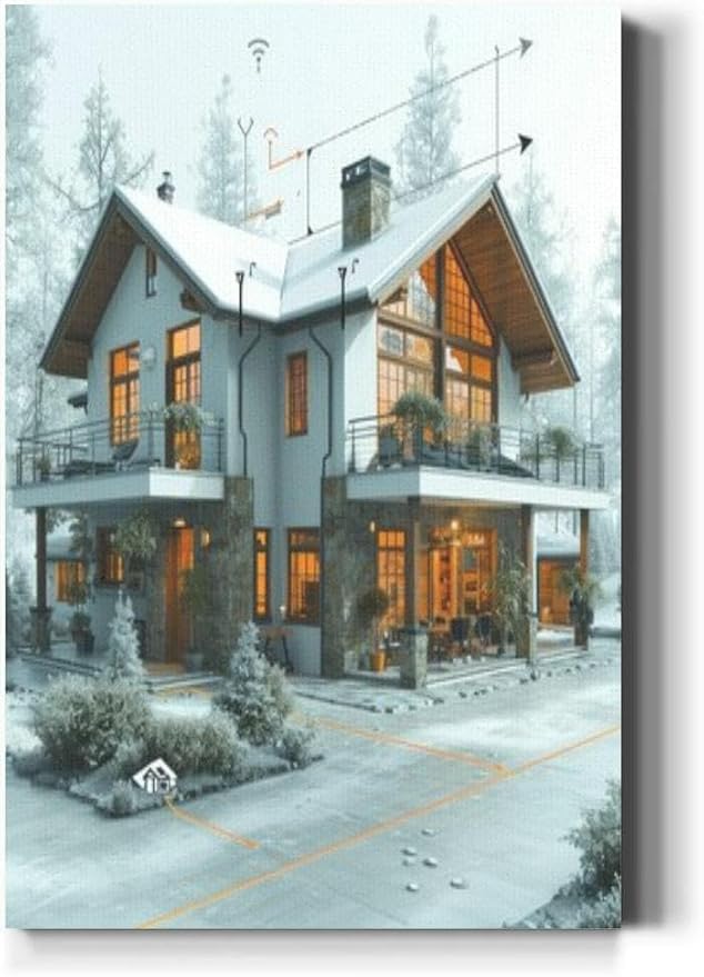 Large Wall Art Decor Smart Home a Sustainable Community Vertical Pictures Framed Canvas Wall Art for Living Room Bedroom Bathroom Artwork Paintings Kitchen 36x24