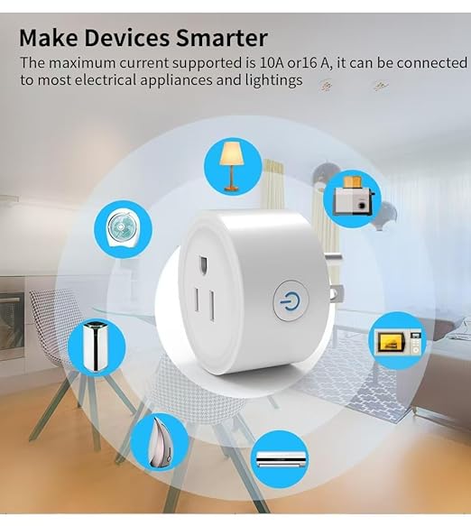 Smart Plug, WiFi Outlet Compatible with Alexa & Google Assistant, Outlet 16A/2200W Max, Home Automation, APP Remote Control, Timer&Schedule, No Hub Required, 2.4G Wi-Fi Only, 4 Pack