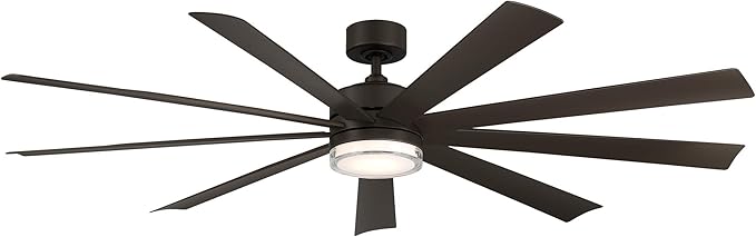 Wynd XL Smart Indoor and Outdoor 9-Blade Ceiling Fan 72in Bronze with 3500K LED Light Kit and Remote Control worksworks with Alexa and iOS or Android App