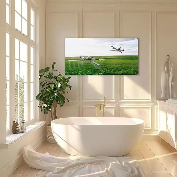 Wibinuki Wall Art Wall Decor Wall Paintings Drones spraying a field for Living Room Bedroom Bathroom Home Decor Can Be Hung Directly 20"x 40"
