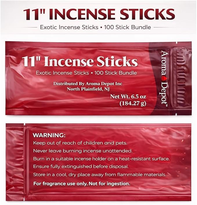 11'' Japanese Cherry Blossom Most Exotic Incense Sticks. Approx. 85 to 100 Sticks Per Bundle, Each Natural Stick Burns for 45 mins to 1 Hour Each. Long Lasting. Guarantee 100% Pure