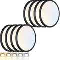 8 Pack LED Flush Mount Ceiling Light,9Inch 18W,3000K/3500K/4000K/5000K/6500K 5 Color Temperatures Ceiling Light Fixture for Kitchen Porch Hallway Bedroom Bathroom and Closet,Black