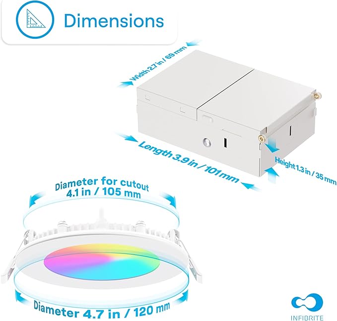 INFIBRITE 4 Inch WiFi Smart 9W 810LM Recessed LED Ceiling Light, Alexa/Google, Wet Rated (24 Pack)