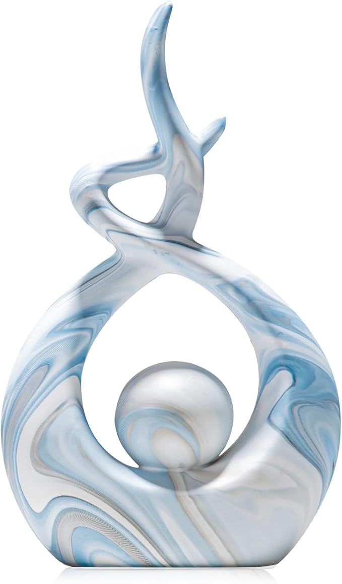 Blue Sculpture Home Decor, Modern Living Room Decorations, Ceramic Statues Coffee Table Decor, Centerpiece for Dining Room, Abstract Art Home Décor Accents