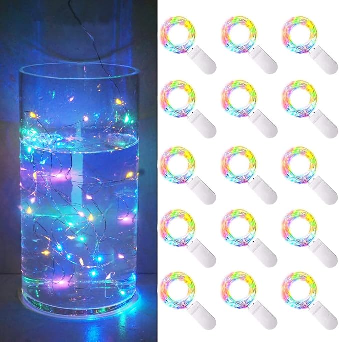 15 Pack 30 LED Micro Starry String Lights Battery Operated(Included),Fairy Waterproof Silver Wire Lights,for DIY Party Garden Wedding Table Indoor&Outdoor Decorations