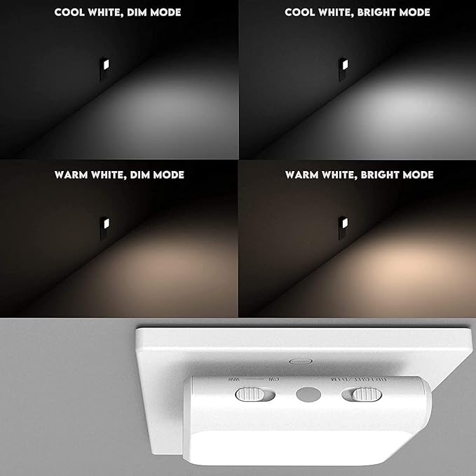 Solatec Plug-in Led Night Light with Auto Dusk to Dawn Sensor,Adjustable Brightness and Color, Warm White,Cool White Lights for Bathroom,Hallway,Bedroom, Kids Room, Kitchen, Stairway (8)