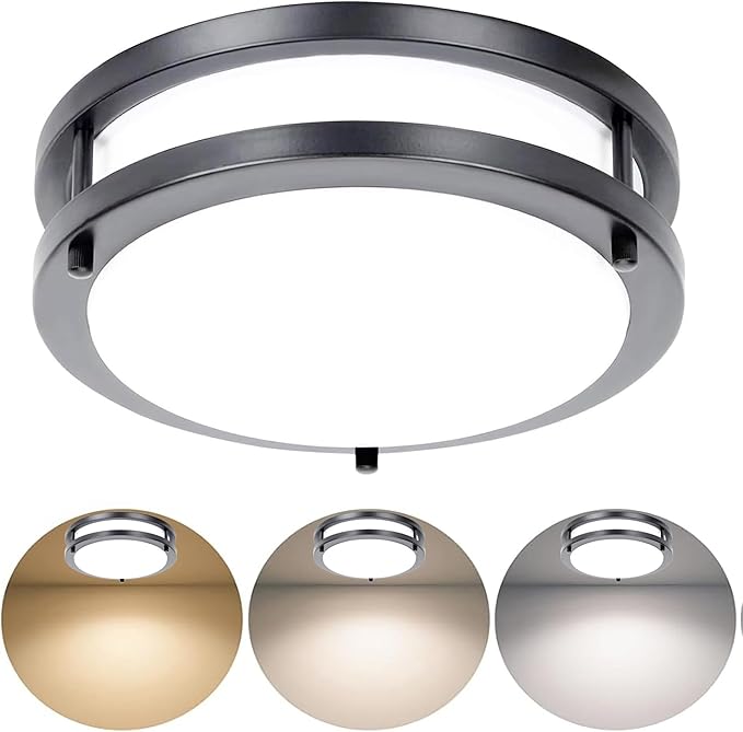 Drosbey 42W LED Flush Mount Ceiling Light Fixture, Ceiling Lights for Kitchen, Bedroom, Bathroom, Garage, Dimmable, Super Bright 4200 Lumens, 3000K/4000K/5000K Adjustable (Black), UL Listed