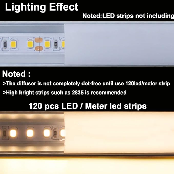 hunhun 10-Pack 3.3ft/1Meter V Shape LED Aluminum Channel System with milky Cover, End Caps and Mounting Clips, Aluminum Profile for LED Strip Light Installations, Very Easy Installation