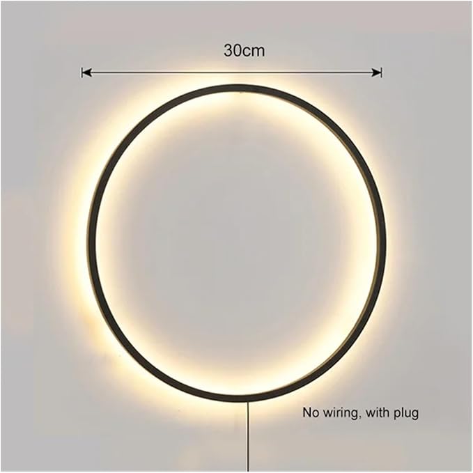 Wiring-Free Living Room Sofa Background Wall Decoration - Minimalist Bedroom lamp Ring Art Atmosphere Wall Light,Kitchen Island (Warm 30cm B)