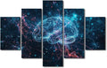 5 Panel Wall Decor Modern Technology Paintings Canvas Wall Art Framed Human Brain Poster for Boys Bedroom Artificial Intelligence Painting Wall Decor Art Work for Home Decor Living Room 60" Wx40 H