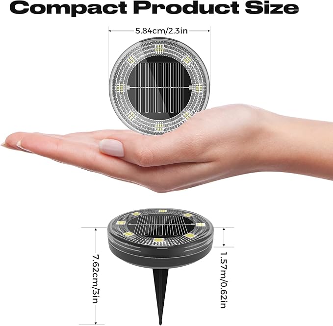 Peasur Mini Solar Ground Lights, 12 Pack Flat Solar Disc Lights Outdoor Waterproof, 2.3 Inch Small Solar Garden Lights Landscape Lighting for Outside Pathway Garden Yard Lawn Walkway,Warm White