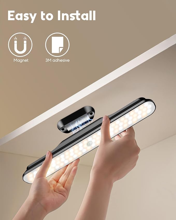 Rossetta Under Cabinet Lights, 78 LED Lights Battery Operated Motion Sensor Light Indoor, Wireless Rechargeable Dimmable Closet Lights Under Cabinet Lighting for Kitchen Closet Stairs Hallway