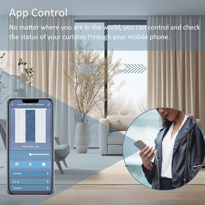Ripple Fold Curtain Track, Automatic Curtain Opener WiFi Smart Curtains Motorized Track System, Hidden Ceiling Mount, App Voice Remote Control, Work with Alexa & Google Home (7 meters (275.6 inches))