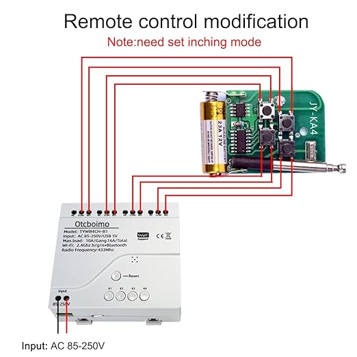 Smart WiFi Wireless Relay Switch Module, Tuya 4CH AC 85-250V/ USB 5V Smart Life Remote Control Dry Contact Momentry Switch Compatible with Alexa and Google Home