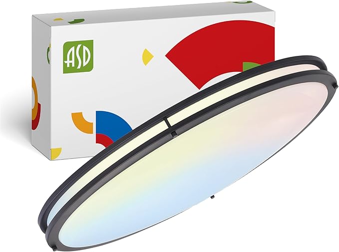 ASD LED 32" Oval Flush Mount Lighting, Close to Ceiling Light Fixture | 3CCT, Dimmable, Energy Star, ETL Listed | 45W 3750LM 3000-5000K 100-277V | Low Profile Double Ring Lamp | Dark Bronze