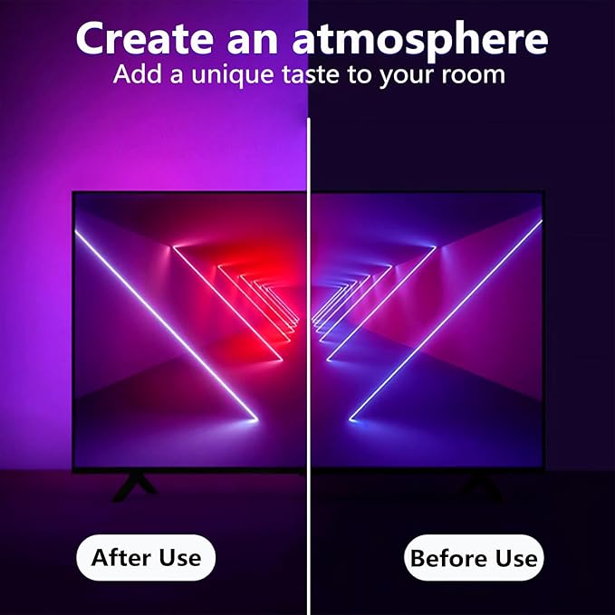 LED Lights for TV Backlight, 16.4ft RGB LED Light for 45-75 Inch TVs, Music Sync Bluetooth APP/RF Remote Control Strip Lights USB Powered for Bedroom/Gaming