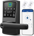 Keypad Smart Door Lock with Handle, Fingerprint Keyless Entry Digital Lock for Front Door,Nyboer Electronic Code Knob, Matte Black, Modern Style, Easy Installation,Deadbolt Alternative