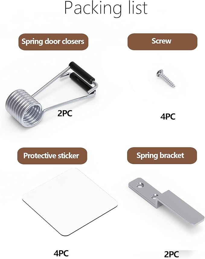 Spring Automatic Door Closer, Door Closer for Home, Screen Door，Household, no Need to Remove Door Hinges