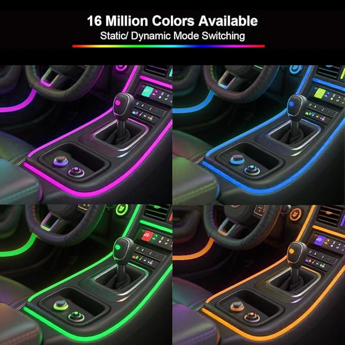 RGB 22 in 1 Interior Car LED Strip Light with Wireless APP,16 Million Interior Lights Car Dreamcolor Acrylic Ambient Lighting 600 LED Music Sync Neon Lights Kits (22 in 1 Set + App Control)