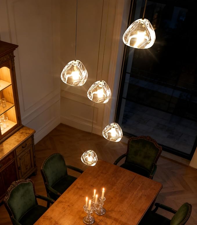 Modern Glam Chandelier LED Kitchen Pendant Lights Island Lighting Remote Dimmable Fixtures Bubble Crystal Floating Chandelier Black Corner Pendants Light