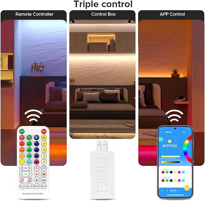 BTF-LIGHTING RGBW Bluetooth Music APP 32.8FT LED Strip Lights RGB+Cool White 6000K 4 Colors in 1 LED Color Changing Lights Strip for Bedroom, Desk, Home Decoration, with Remote and 12V Power