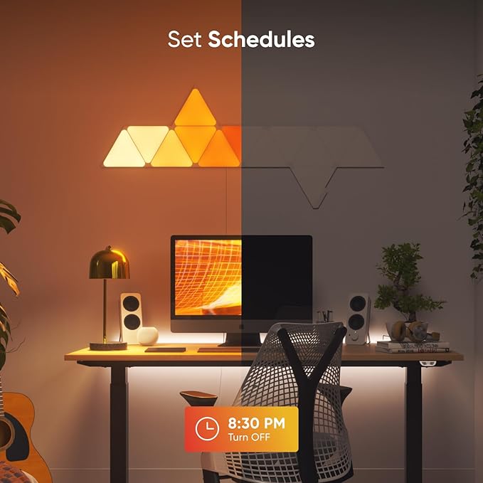 Nanoleaf Shapes LED Lights for Wall, WiFi Smart Home Wall Panel Light RGBW 16M+ Color LED Dimmable Gaming and Home Decor Wall Lights Smarter Kits (Triangles Smarter Kit 7 Pack)